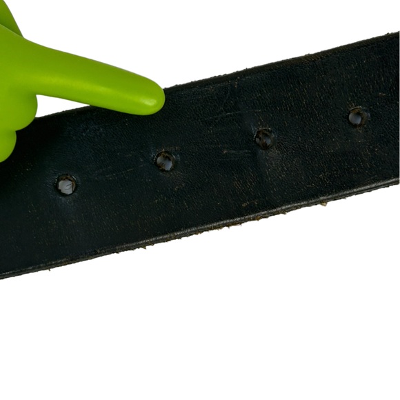 Vintage Mens Aztec Hardware Tooled Black Leather Belt - Picture 6 of 6